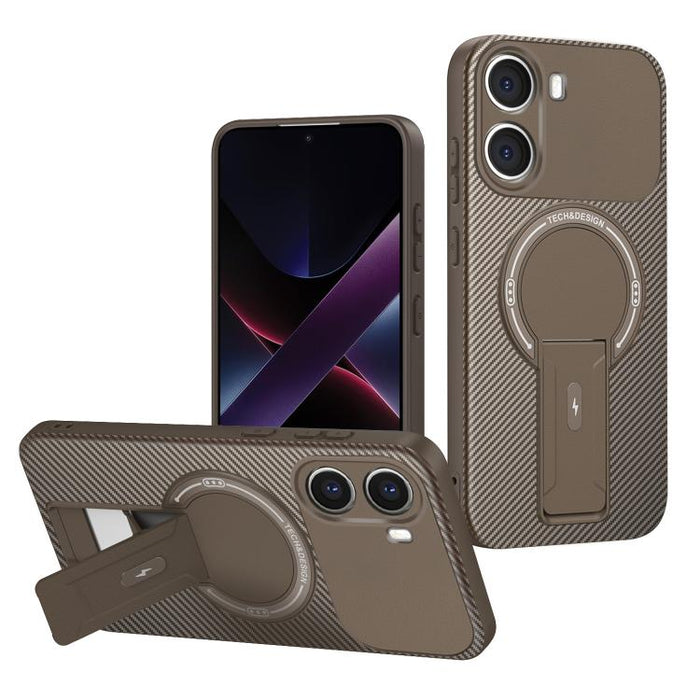 Funda para teléfono MagSafe con textura de fibra de carbono y soporte, For Redmi K90 Pro Max / Poco F8 Ultra, For Redmi 15C 5G / 4G EU 173mm, For Redmi 15 5G Global / 15 4G SEA 169mm, For Redmi 15 5G / 4G EU 171mm, For Redmi 15C 5G / 4G Global 171mm   ...
