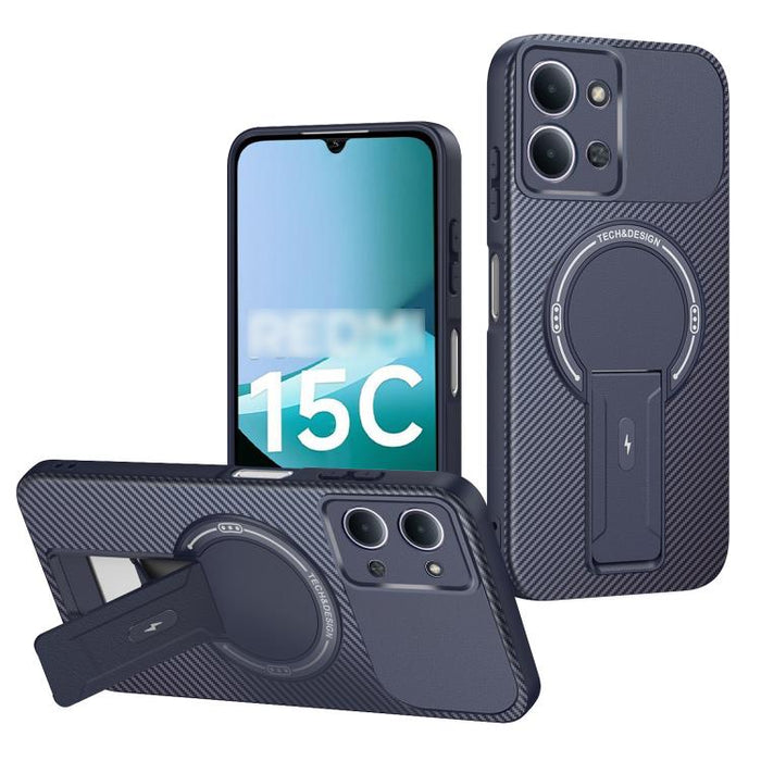 Funda para teléfono MagSafe con textura de fibra de carbono y soporte, For Redmi K90 Pro Max / Poco F8 Ultra, For Redmi 15C 5G / 4G EU 173mm, For Redmi 15 5G Global / 15 4G SEA 169mm, For Redmi 15 5G / 4G EU 171mm, For Redmi 15C 5G / 4G Global 171mm   ...
