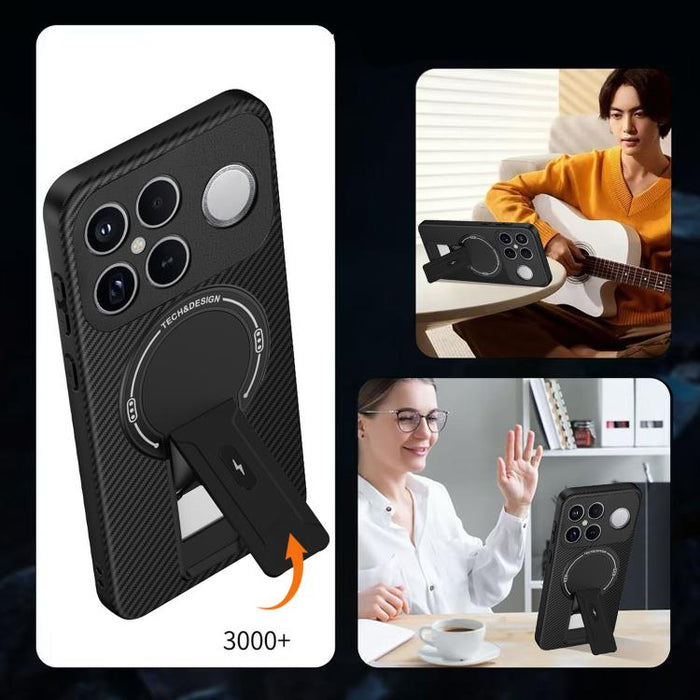 Funda para teléfono MagSafe con textura de fibra de carbono y soporte, For Redmi K90 Pro Max / Poco F8 Ultra, For Redmi 15C 5G / 4G EU 173mm, For Redmi 15 5G Global / 15 4G SEA 169mm, For Redmi 15 5G / 4G EU 171mm, For Redmi 15C 5G / 4G Global 171mm   ...