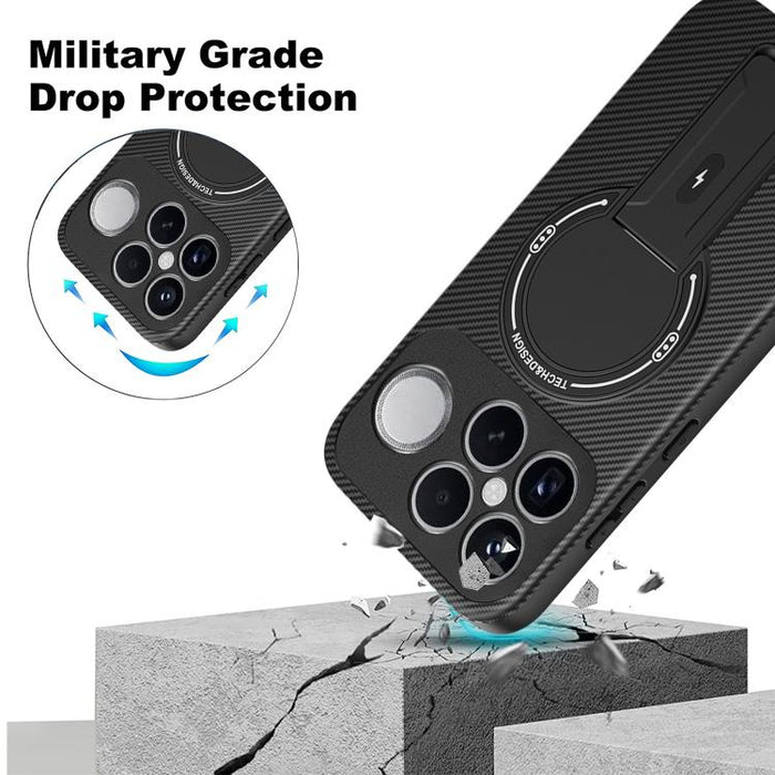 Funda para teléfono MagSafe con textura de fibra de carbono y soporte, For Redmi K90 Pro Max / Poco F8 Ultra, For Redmi 15C 5G / 4G EU 173mm, For Redmi 15 5G Global / 15 4G SEA 169mm, For Redmi 15 5G / 4G EU 171mm, For Redmi 15C 5G / 4G Global 171mm   ...