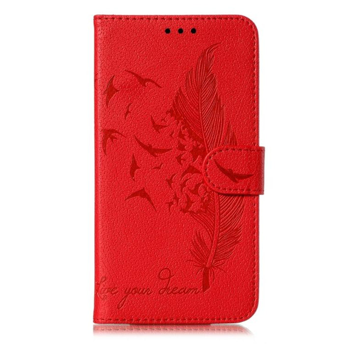 Funda para teléfono de cuero con textura de lichi y estampado de plumas, For Redmi 15C 5G / 4G EU 173mm, For Redmi 15 5G Global / 15 4G SEA, For Redmi 15 5G / 4G EU 171mm, For Redmi 15C 5G / 4G Global 171mm, For Redmi Turbo 4 Pro 5G / Poco F7