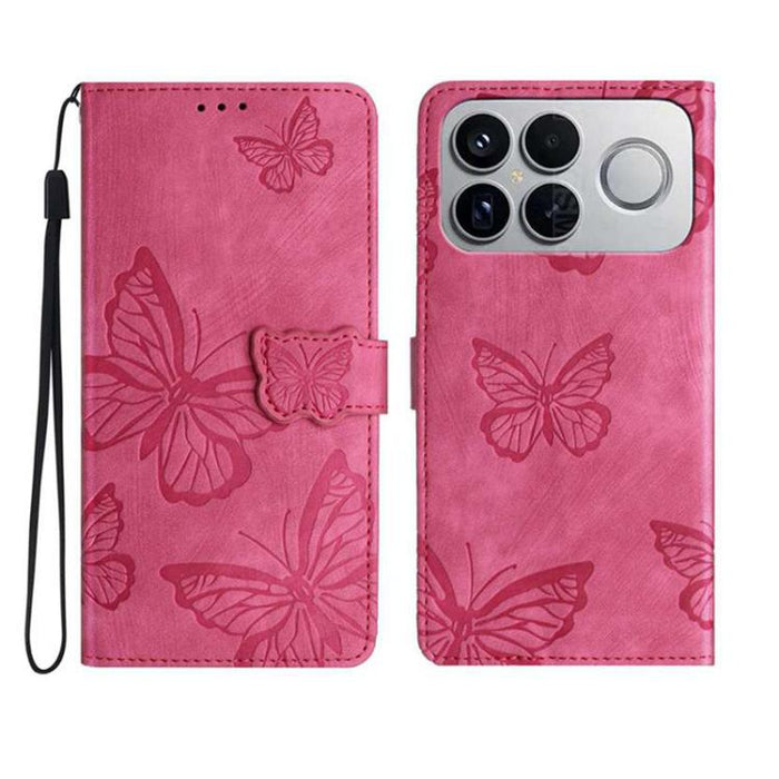 Funda para teléfono de piel con relieve de mariposa de tacto suave, For Redmi K90 Pro Max / Poco F8 Ultra, For Redmi K90 / Poco F8 Pro, For Redmi 15C 5G / 4G EU 173mm, For Redmi 15 5G / 4G EU 171mm, For Redmi 15C 5G / 4G Global 171mm