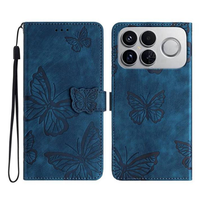 Funda para teléfono de piel con relieve de mariposa de tacto suave, For Redmi K90 Pro Max / Poco F8 Ultra, For Redmi K90 / Poco F8 Pro, For Redmi 15C 5G / 4G EU 173mm, For Redmi 15 5G / 4G EU 171mm, For Redmi 15C 5G / 4G Global 171mm