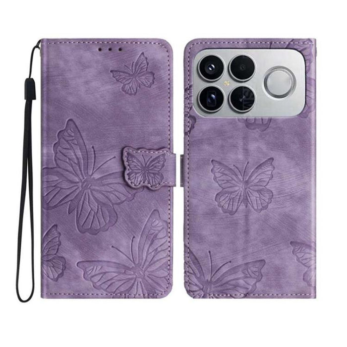 Funda para teléfono de piel con relieve de mariposa de tacto suave, For Redmi K90 Pro Max / Poco F8 Ultra, For Redmi K90 / Poco F8 Pro, For Redmi 15C 5G / 4G EU 173mm, For Redmi 15 5G / 4G EU 171mm, For Redmi 15C 5G / 4G Global 171mm