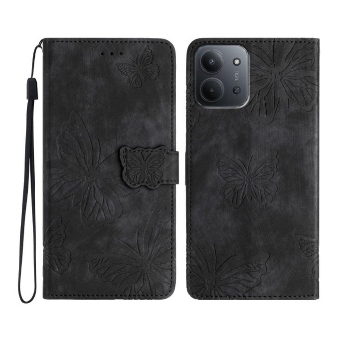 Funda para teléfono de piel con relieve de mariposa de tacto suave, For Redmi K90 Pro Max / Poco F8 Ultra, For Redmi K90 / Poco F8 Pro, For Redmi 15C 5G / 4G EU 173mm, For Redmi 15 5G / 4G EU 171mm, For Redmi 15C 5G / 4G Global 171mm