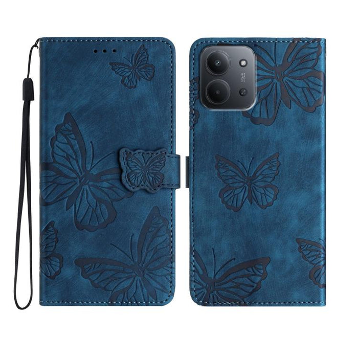 Funda para teléfono de piel con relieve de mariposa de tacto suave, For Redmi K90 Pro Max / Poco F8 Ultra, For Redmi K90 / Poco F8 Pro, For Redmi 15C 5G / 4G EU 173mm, For Redmi 15 5G / 4G EU 171mm, For Redmi 15C 5G / 4G Global 171mm