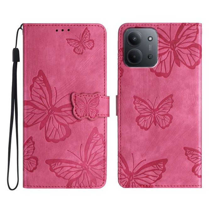 Funda para teléfono de piel con relieve de mariposa de tacto suave, For Redmi K90 Pro Max / Poco F8 Ultra, For Redmi K90 / Poco F8 Pro, For Redmi 15C 5G / 4G EU 173mm, For Redmi 15 5G / 4G EU 171mm, For Redmi 15C 5G / 4G Global 171mm