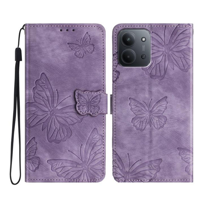 Funda para teléfono de piel con relieve de mariposa de tacto suave, For Redmi K90 Pro Max / Poco F8 Ultra, For Redmi K90 / Poco F8 Pro, For Redmi 15C 5G / 4G EU 173mm, For Redmi 15 5G / 4G EU 171mm, For Redmi 15C 5G / 4G Global 171mm