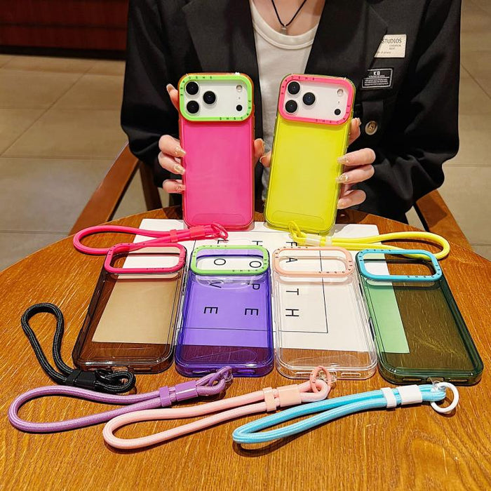 Color Contrast Lens Frame Transparent TPU Phone Case with Lanyard, For iPhone 17 Pro Max, For iPhone 17 Pro