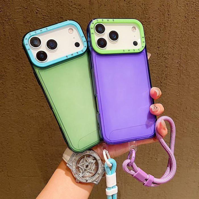 Color Contrast Lens Frame Transparent TPU Phone Case with Lanyard, For iPhone 17 Pro Max, For iPhone 17 Pro