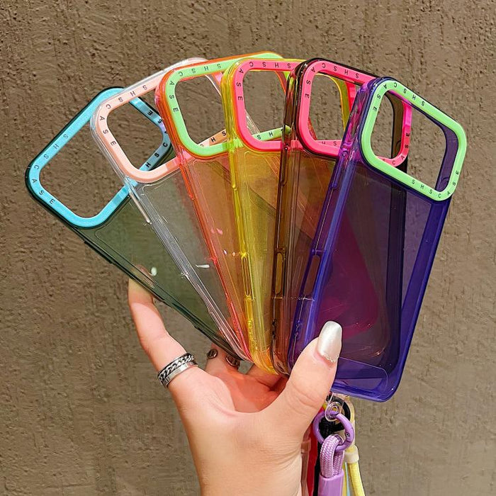 Color Contrast Lens Frame Transparent TPU Phone Case with Lanyard, For iPhone 17 Pro Max, For iPhone 17 Pro