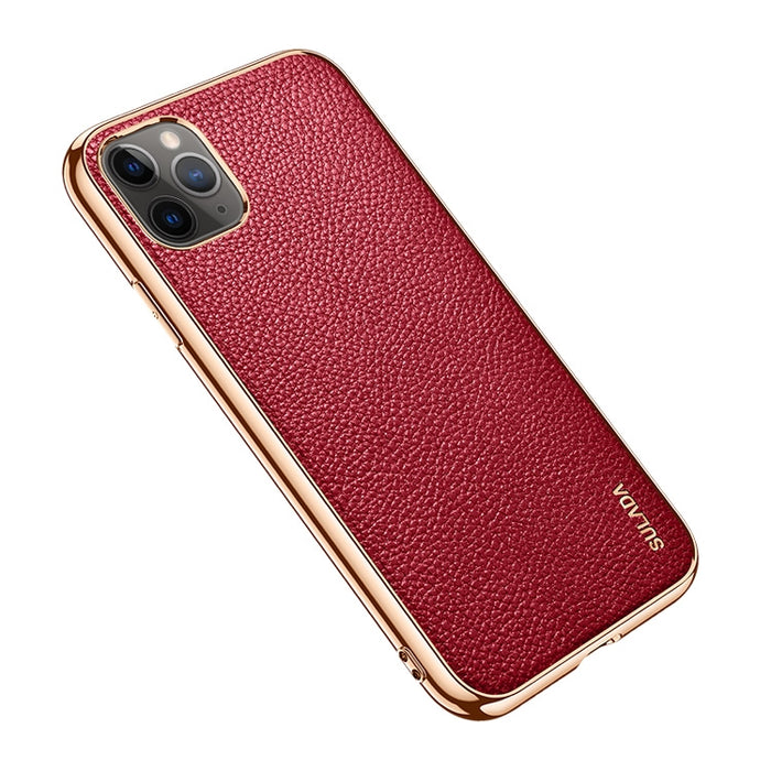 SULADA Estuche protector a prueba de golpes galvanizado de cuero con textura de litchi