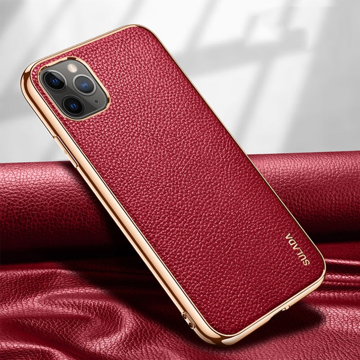 SULADA Estuche protector a prueba de golpes galvanizado de cuero con textura de litchi
