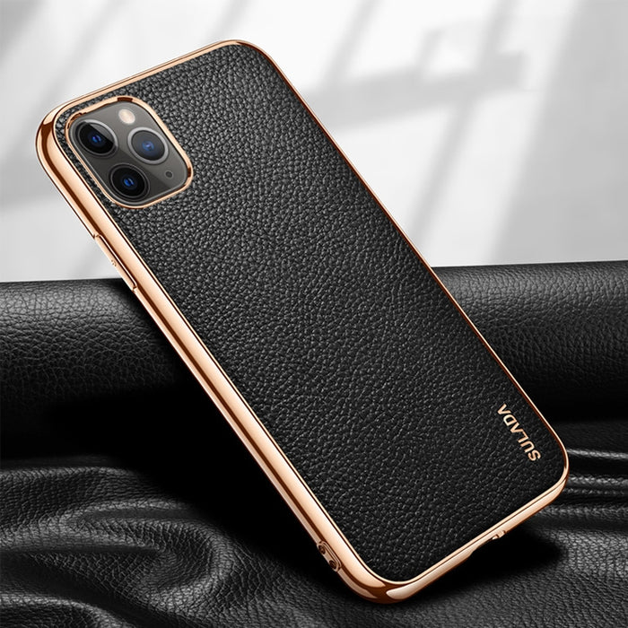 SULADA Estuche protector a prueba de golpes galvanizado de cuero con textura de litchi