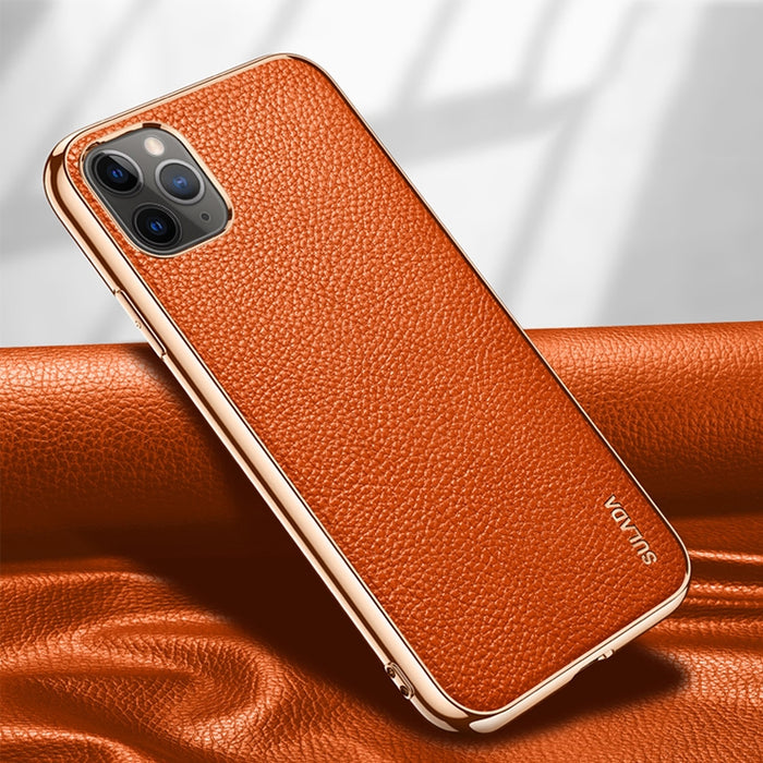SULADA Estuche protector a prueba de golpes galvanizado de cuero con textura de litchi