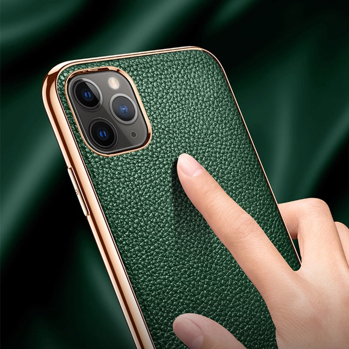 SULADA Estuche protector a prueba de golpes galvanizado de cuero con textura de litchi