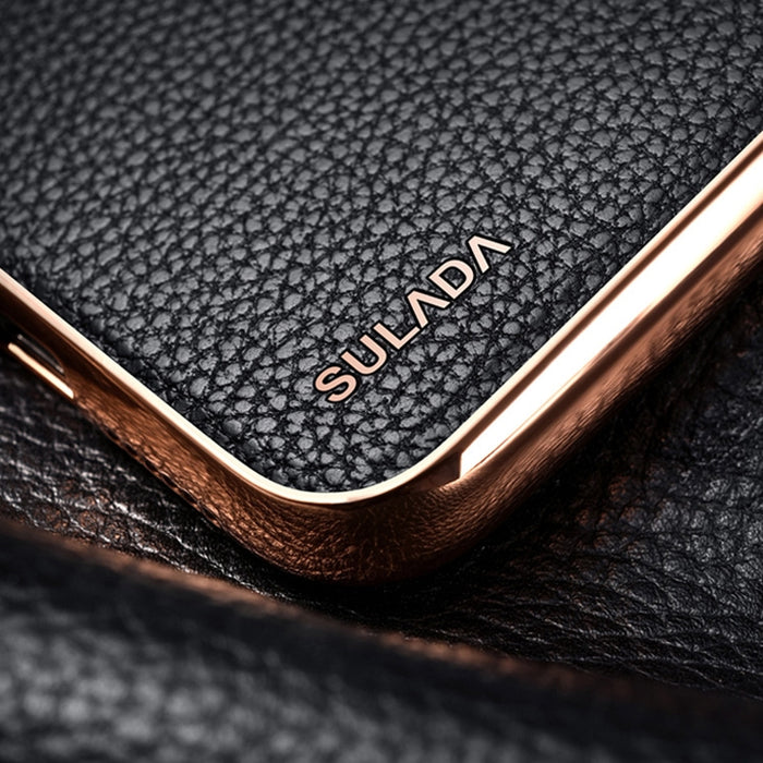 SULADA Estuche protector a prueba de golpes galvanizado de cuero con textura de litchi