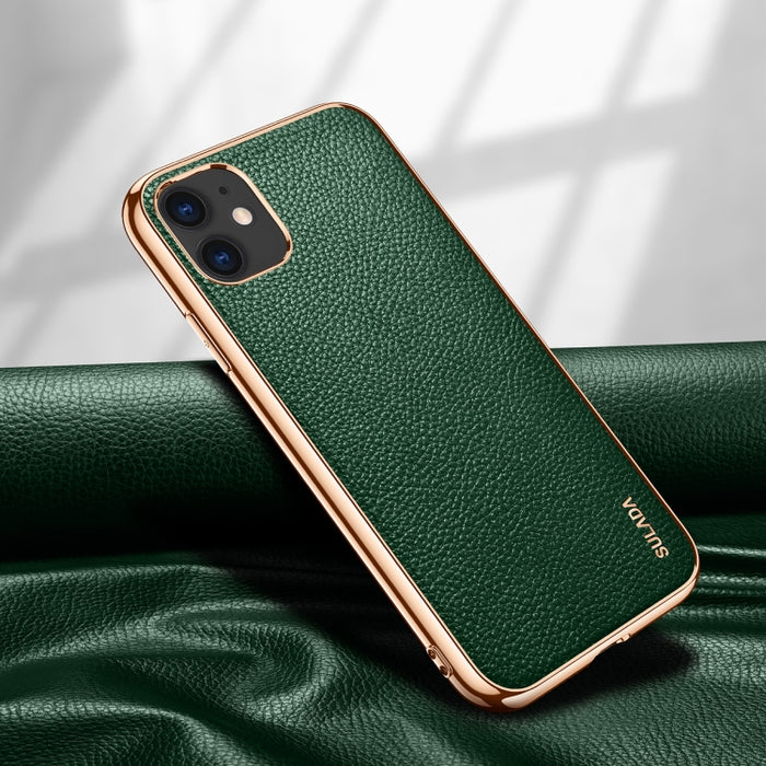 SULADA Estuche protector a prueba de golpes galvanizado de cuero con textura de litchi