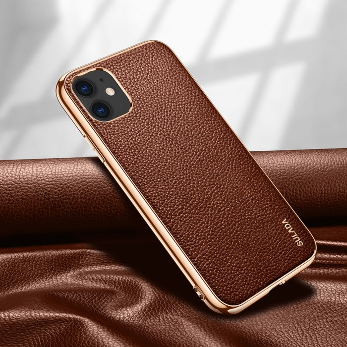 SULADA Estuche protector a prueba de golpes galvanizado de cuero con textura de litchi