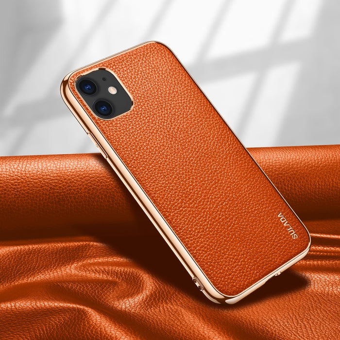 SULADA Estuche protector a prueba de golpes galvanizado de cuero con textura de litchi