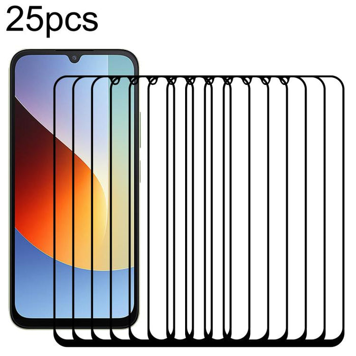 25 láminas de vidrio templado con impresión serigráfica de pantalla completa de aluminio de alta calidad, For Redmi 17C 4G, For Xiaomi Poco C81x 4G, For Xiaomi Poco M8s 5G, For Xiaomi Poco C81 Pro 4G, For Redmi A7 Pro 171mm / Poco C85x 5G              ...