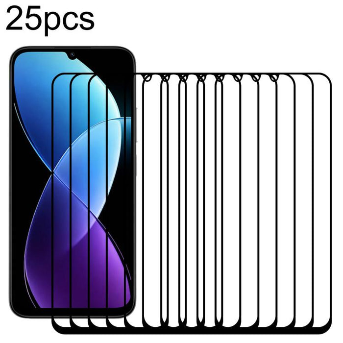 25 láminas de vidrio templado con impresión serigráfica de pantalla completa de aluminio de alta calidad, For Redmi 17C 4G, For Xiaomi Poco C81x 4G, For Xiaomi Poco M8s 5G, For Xiaomi Poco C81 Pro 4G, For Redmi A7 Pro 171mm / Poco C85x 5G              ...
