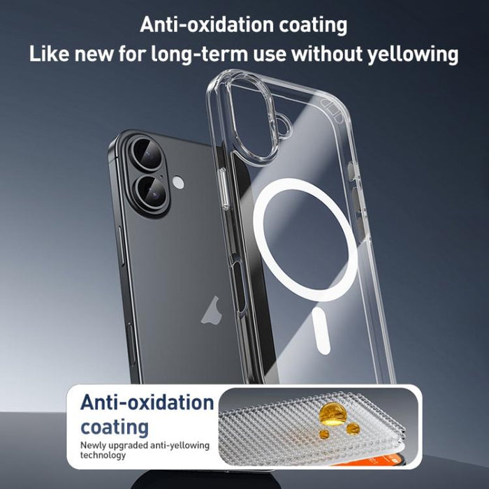 ZGA Magsafe Metal Buttons Clear PC Hybrid TPU Phone Case, For iPhone 17 Pro Max, For iPhone 17 Pro, For iPhone 17, For iPhone Air