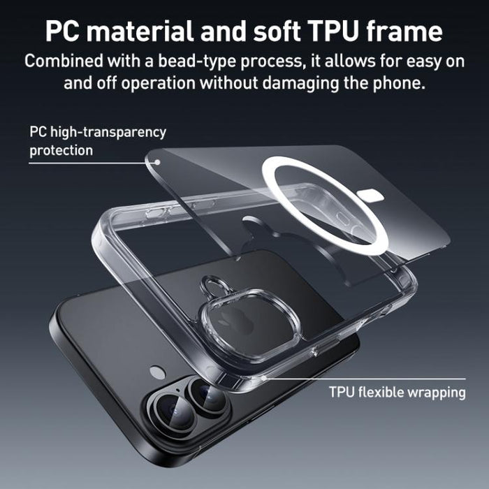 ZGA Magsafe Metal Buttons Clear PC Hybrid TPU Phone Case, For iPhone 17 Pro Max, For iPhone 17 Pro, For iPhone 17, For iPhone Air