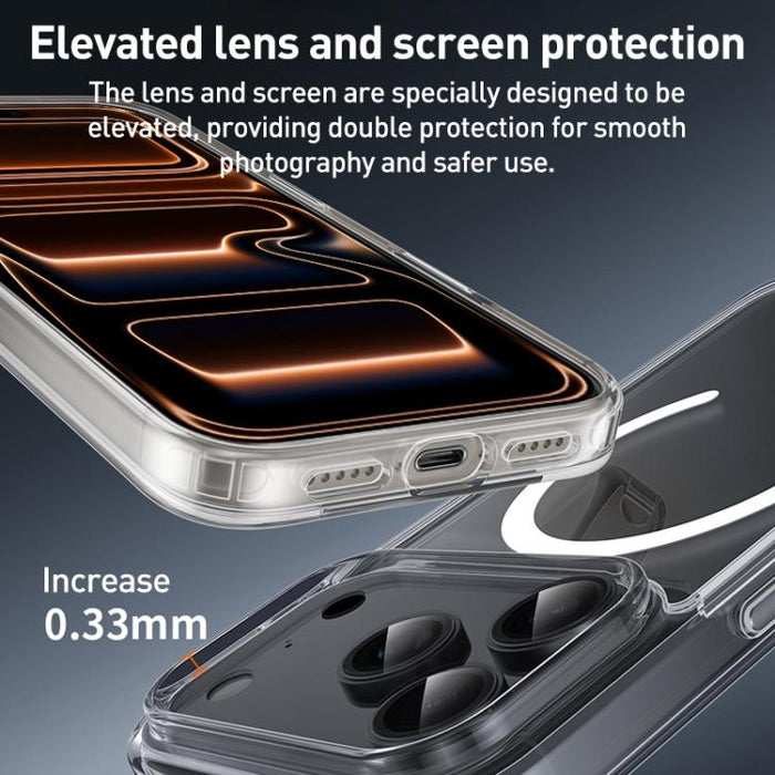 ZGA Magsafe Metal Buttons Clear PC Hybrid TPU Phone Case, For iPhone 17 Pro Max, For iPhone 17 Pro, For iPhone 17, For iPhone Air