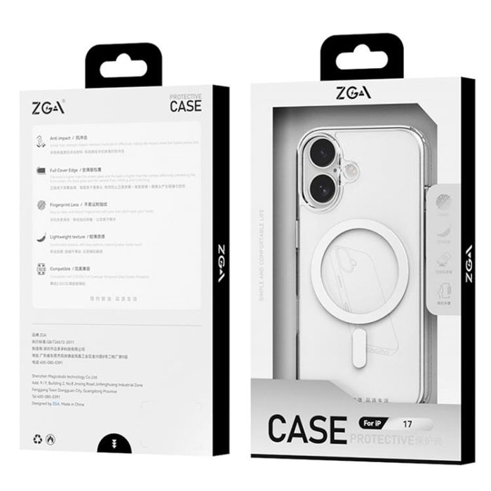 ZGA Magsafe Metal Buttons Clear PC Hybrid TPU Phone Case, For iPhone 17 Pro Max, For iPhone 17 Pro, For iPhone 17, For iPhone Air