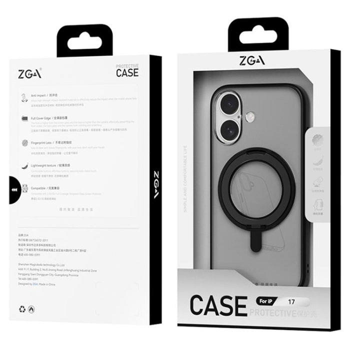 ZGA Feitian 360 Rotation Holder Magsafe PC Hybrid TPU Phone Case, For iPhone 17 Pro Max, For iPhone 17 Pro