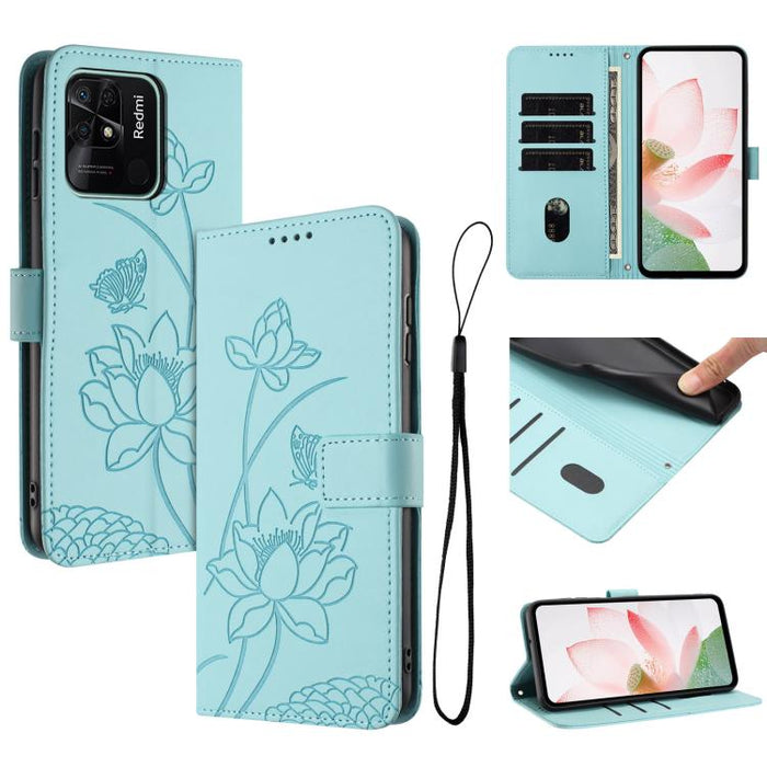 Funda para teléfono de piel con relieve de loto y cordón., For Redmi Note 13 Pro+ Global, For Redmi 12 4G/5G / Note 12R / Poco M6 Pro 5G, For Redmi Note 12 Turbo / Poco F5, For Redmi Note 12S 4G Global, For Redmi Note 12 Pro 4G Global                  ...