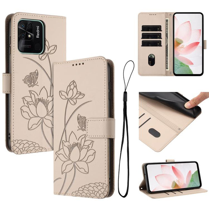 Funda para teléfono de piel con relieve de loto y cordón., For Redmi Note 13 Pro+ Global, For Redmi 12 4G/5G / Note 12R / Poco M6 Pro 5G, For Redmi Note 12 Turbo / Poco F5, For Redmi Note 12S 4G Global, For Redmi Note 12 Pro 4G Global                  ...