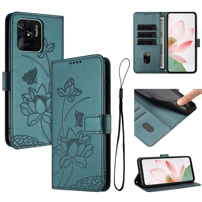 Funda para teléfono de piel con relieve de loto y cordón., For Redmi Note 13 Pro+ Global, For Redmi 12 4G/5G / Note 12R / Poco M6 Pro 5G, For Redmi Note 12 Turbo / Poco F5, For Redmi Note 12S 4G Global, For Redmi Note 12 Pro 4G Global                  ...
