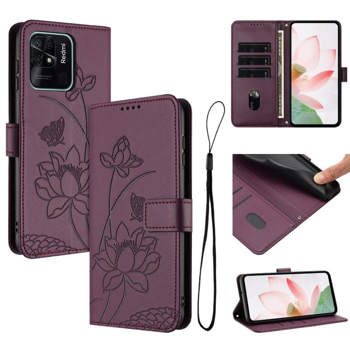 Funda para teléfono de piel con relieve de loto y cordón., For Redmi Note 13 Pro+ Global, For Redmi 12 4G/5G / Note 12R / Poco M6 Pro 5G, For Redmi Note 12 Turbo / Poco F5, For Redmi Note 12S 4G Global, For Redmi Note 12 Pro 4G Global                  ...