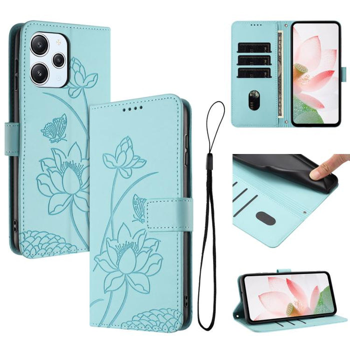 Funda para teléfono de piel con relieve de loto y cordón., For Redmi Note 13 Pro+ Global, For Redmi 12 4G/5G / Note 12R / Poco M6 Pro 5G, For Redmi Note 12 Turbo / Poco F5, For Redmi Note 12S 4G Global, For Redmi Note 12 Pro 4G Global                  ...