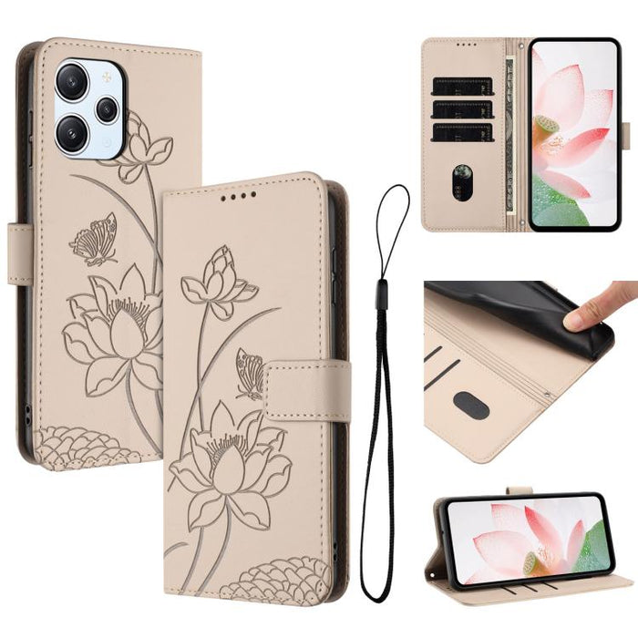 Funda para teléfono de piel con relieve de loto y cordón., For Redmi Note 13 Pro+ Global, For Redmi 12 4G/5G / Note 12R / Poco M6 Pro 5G, For Redmi Note 12 Turbo / Poco F5, For Redmi Note 12S 4G Global, For Redmi Note 12 Pro 4G Global                  ...
