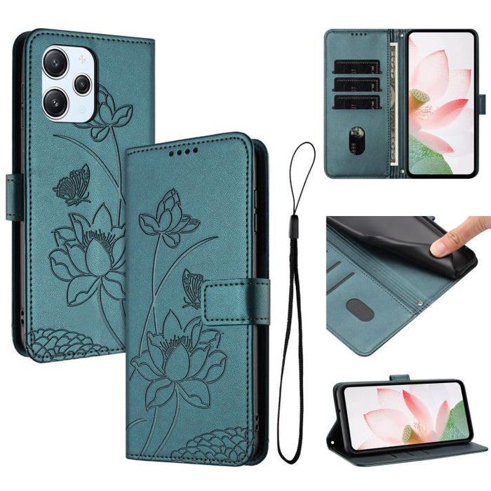 Funda para teléfono de piel con relieve de loto y cordón., For Redmi Note 13 Pro+ Global, For Redmi 12 4G/5G / Note 12R / Poco M6 Pro 5G, For Redmi Note 12 Turbo / Poco F5, For Redmi Note 12S 4G Global, For Redmi Note 12 Pro 4G Global                  ...