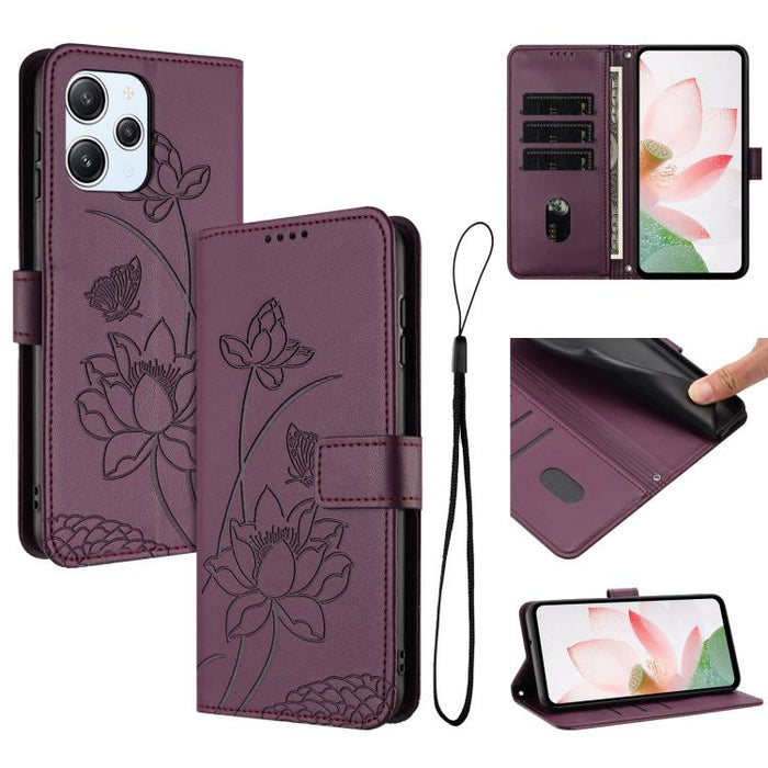 Funda para teléfono de piel con relieve de loto y cordón., For Redmi Note 13 Pro+ Global, For Redmi 12 4G/5G / Note 12R / Poco M6 Pro 5G, For Redmi Note 12 Turbo / Poco F5, For Redmi Note 12S 4G Global, For Redmi Note 12 Pro 4G Global                  ...