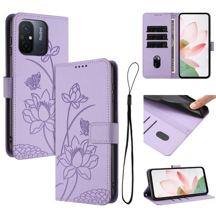 Funda para teléfono de piel con relieve de loto y cordón., For Redmi Note 13 Pro+ Global, For Redmi 12 4G/5G / Note 12R / Poco M6 Pro 5G, For Redmi Note 12 Turbo / Poco F5, For Redmi Note 12S 4G Global, For Redmi Note 12 Pro 4G Global                  ...
