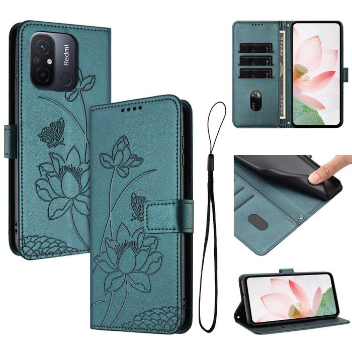 Funda para teléfono de piel con relieve de loto y cordón., For Redmi Note 13 Pro+ Global, For Redmi 12 4G/5G / Note 12R / Poco M6 Pro 5G, For Redmi Note 12 Turbo / Poco F5, For Redmi Note 12S 4G Global, For Redmi Note 12 Pro 4G Global                  ...