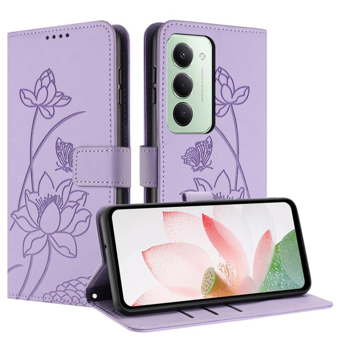 Funda para teléfono de piel con relieve de loto y cordón., For Redmi Note 13 Pro 4G / Note 14S 4G Global, For Redmi Note 14 4G EU 164.84mm, For Redmi Note 14 Pro 5G / 14 Pro+ 5G Global, For Redmi Note 14 5G Global / Poco M7 Pro 5G                      ...