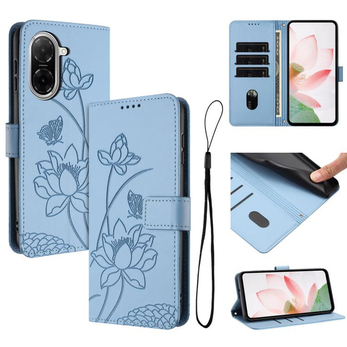 Funda para teléfono de piel con relieve de loto y cordón., For Redmi Note 13 Pro 4G / Note 14S 4G Global, For Redmi Note 14 4G EU 164.84mm, For Redmi Note 14 Pro 5G / 14 Pro+ 5G Global, For Redmi Note 14 5G Global / Poco M7 Pro 5G                      ...