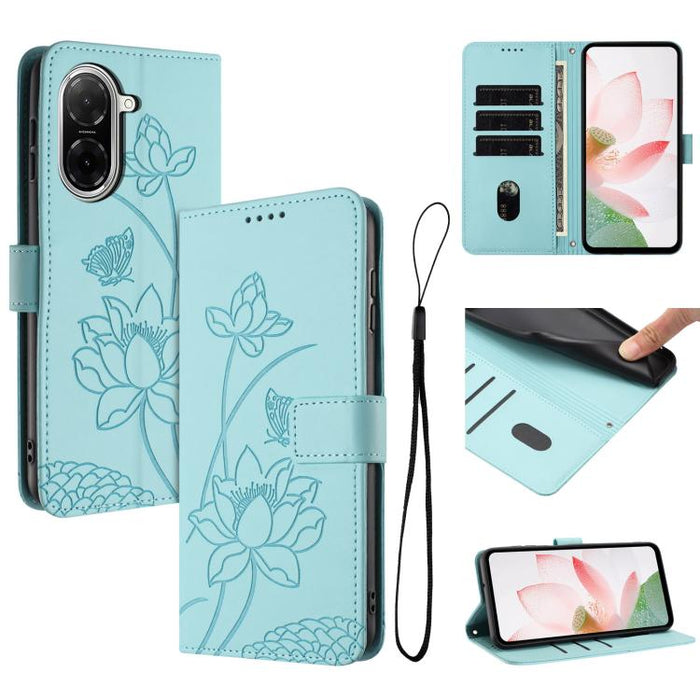 Funda para teléfono de piel con relieve de loto y cordón., For Redmi Note 13 Pro 4G / Note 14S 4G Global, For Redmi Note 14 4G EU 164.84mm, For Redmi Note 14 Pro 5G / 14 Pro+ 5G Global, For Redmi Note 14 5G Global / Poco M7 Pro 5G                      ...
