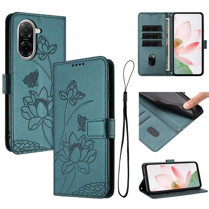 Funda para teléfono de piel con relieve de loto y cordón., For Redmi Note 13 Pro 4G / Note 14S 4G Global, For Redmi Note 14 4G EU 164.84mm, For Redmi Note 14 Pro 5G / 14 Pro+ 5G Global, For Redmi Note 14 5G Global / Poco M7 Pro 5G                      ...