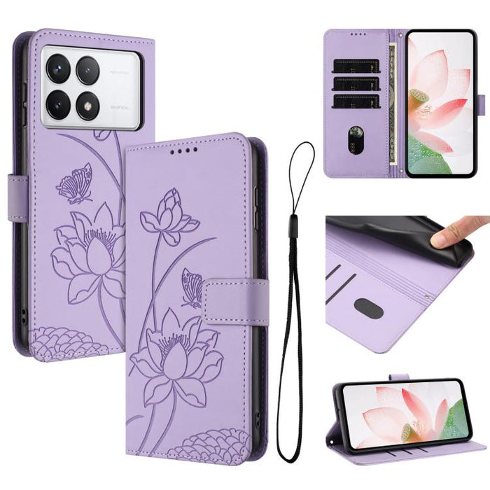 Funda para teléfono de piel con relieve de loto y cordón., For Redmi Note 13 Pro+ Global, For Redmi 12 4G/5G / Note 12R / Poco M6 Pro 5G, For Redmi Note 12 Turbo / Poco F5, For Redmi Note 12S 4G Global, For Redmi Note 12 Pro 4G Global                  ...