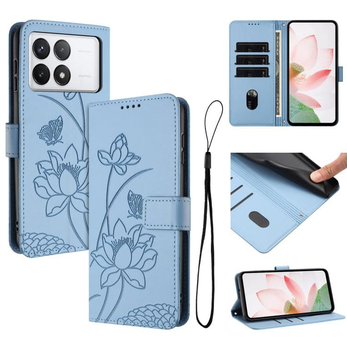 Funda para teléfono de piel con relieve de loto y cordón., For Redmi Note 13 Pro+ Global, For Redmi 12 4G/5G / Note 12R / Poco M6 Pro 5G, For Redmi Note 12 Turbo / Poco F5, For Redmi Note 12S 4G Global, For Redmi Note 12 Pro 4G Global                  ...