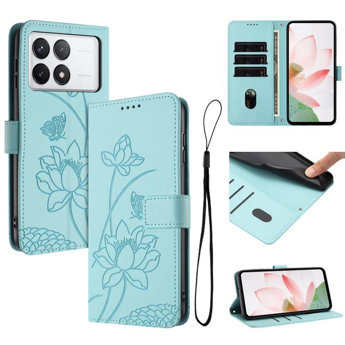 Funda para teléfono de piel con relieve de loto y cordón., For Redmi Note 13 Pro+ Global, For Redmi 12 4G/5G / Note 12R / Poco M6 Pro 5G, For Redmi Note 12 Turbo / Poco F5, For Redmi Note 12S 4G Global, For Redmi Note 12 Pro 4G Global                  ...