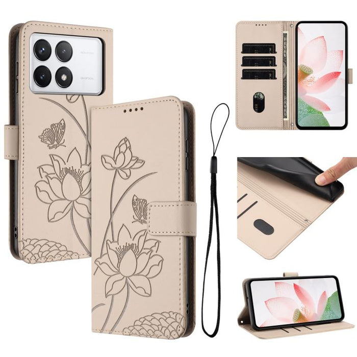 Funda para teléfono de piel con relieve de loto y cordón., For Redmi Note 13 Pro+ Global, For Redmi 12 4G/5G / Note 12R / Poco M6 Pro 5G, For Redmi Note 12 Turbo / Poco F5, For Redmi Note 12S 4G Global, For Redmi Note 12 Pro 4G Global                  ...