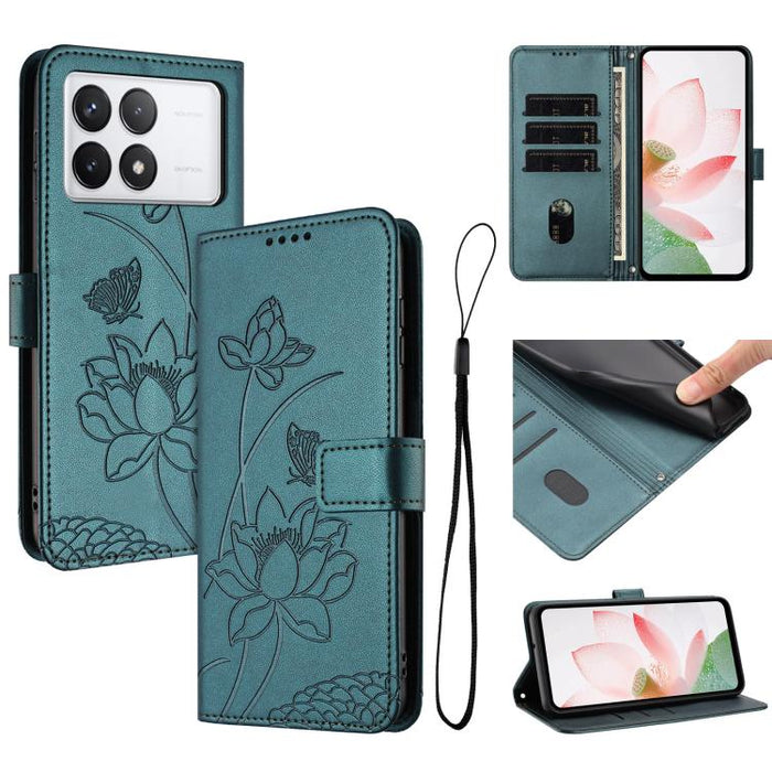 Funda para teléfono de piel con relieve de loto y cordón., For Redmi Note 13 Pro+ Global, For Redmi 12 4G/5G / Note 12R / Poco M6 Pro 5G, For Redmi Note 12 Turbo / Poco F5, For Redmi Note 12S 4G Global, For Redmi Note 12 Pro 4G Global                  ...